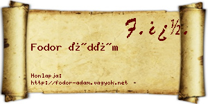 Fodor Ádám névjegykártya